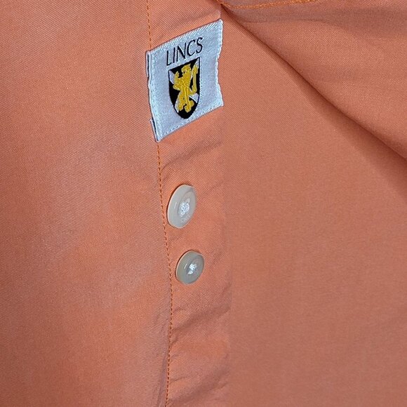Lincs Silk Blend Peach Coral orange long sleeve Button up Mens Size large - Picture 8 of 13